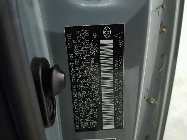 JTKJF5C79B3016460 - 2011 TOYOTA SCION TC 灰色 照片 10