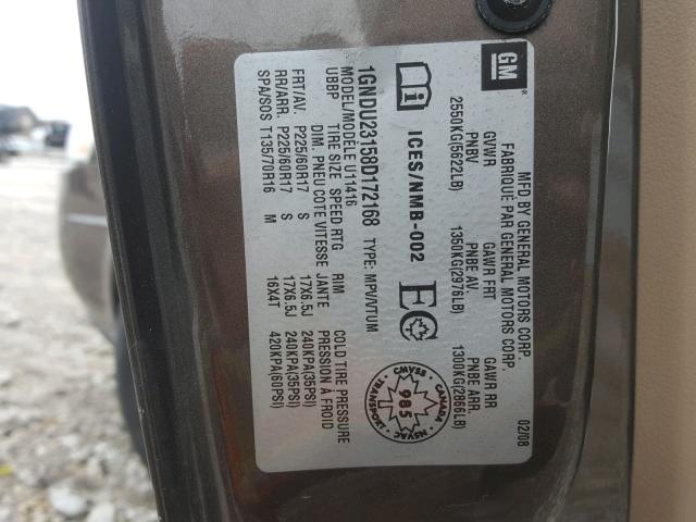 1GNDU23158D172168 - 2008 CHEVROLET UPLANDER L Qəhvəyi foto 10