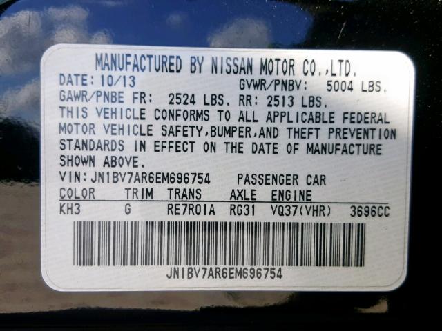 JN1BV7AR6EM696754 - 2014 INFINITI Q50 BASE BLACK photo 10