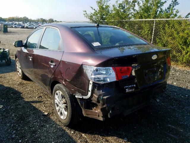 KNAFU4A27A5282595 - 2010 KIA FORTE EX MAROON photo 3