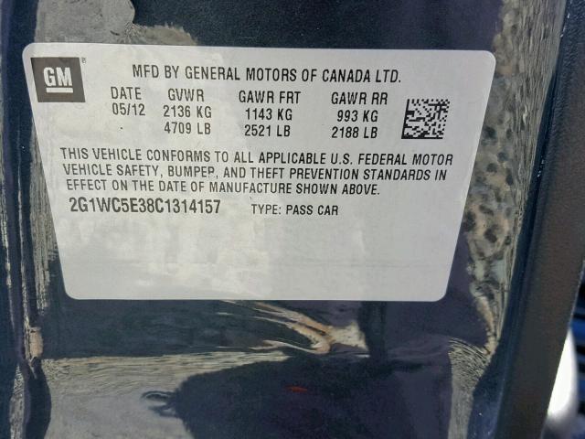 2G1WC5E38C1314157 - 2012 CHEVROLET IMPALA LTZ GRAY photo 10