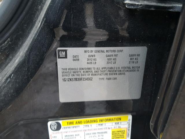 1G1ZK57B39F234562 - 2009 CHEVROLET MALIBU LTZ 黑色 照片 10