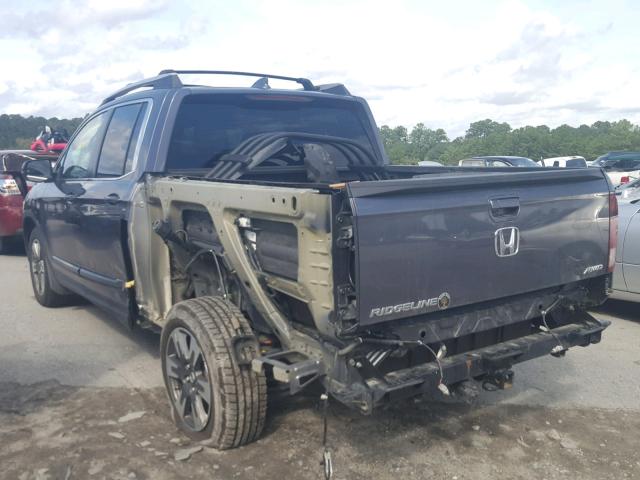 5FPYK3F5XHB014543 - 2017 HONDA RIDGELINE GRAY photo 3