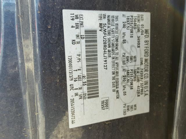 5LMFU28R04LJ19127 - 2004 LINCOLN NAVIGATOR 蓝色 照片 10