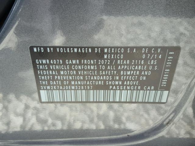 3VW2K7AJ0EM328197 - 2014 VOLKSWAGEN JETTA BASE 银色 照片 10