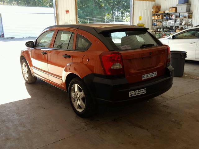 1B3HB48B47D305256 - 2007 DODGE CALIBER SX ORANGE photo 3