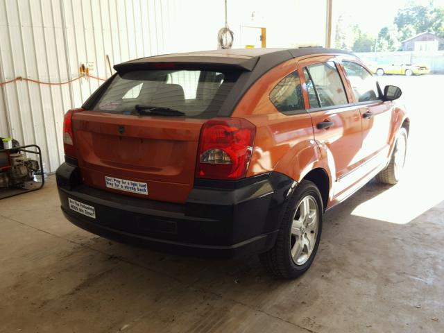 1B3HB48B47D305256 - 2007 DODGE CALIBER SX ORANGE photo 4