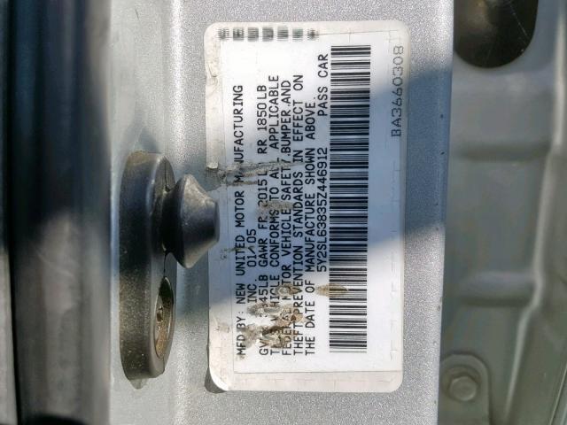 5Y2SL63835Z446912 - 2005 PONTIAC VIBE SILVER photo 10