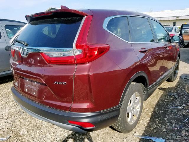 7FARW2H81JE050375 - 2018 HONDA CR-V EXL BURGUNDY photo 4