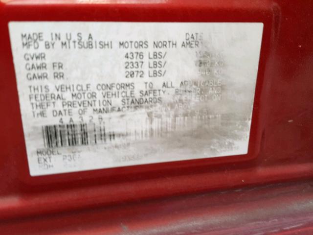 4A32B2FF6AE005795 - 2010 MITSUBISHI GALANT FE RED photo 10