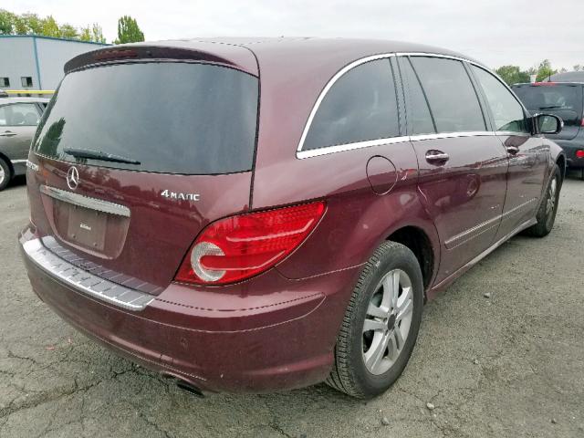 4JGCB22E98A077219 - 2008 MERCEDES-BENZ R 320 CDI BURGUNDY photo 4