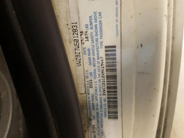 3VWCC21C2XM419447 - 1999 VOLKSWAGEN NEW BEETLE Weiß Foto 10