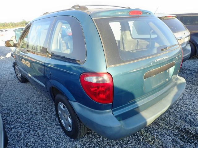 1B4GP25B11B107626 - 2001 DODGE CARAVAN SE TEAL photo 3