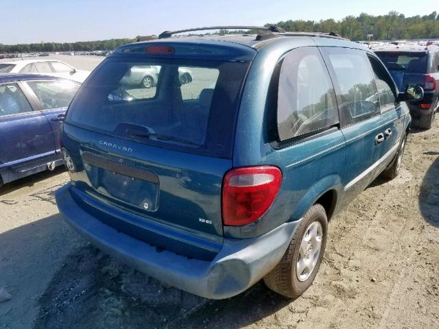 1B4GP25B11B107626 - 2001 DODGE CARAVAN SE TEAL photo 4