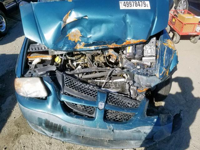 1B4GP25B11B107626 - 2001 DODGE CARAVAN SE TEAL photo 7