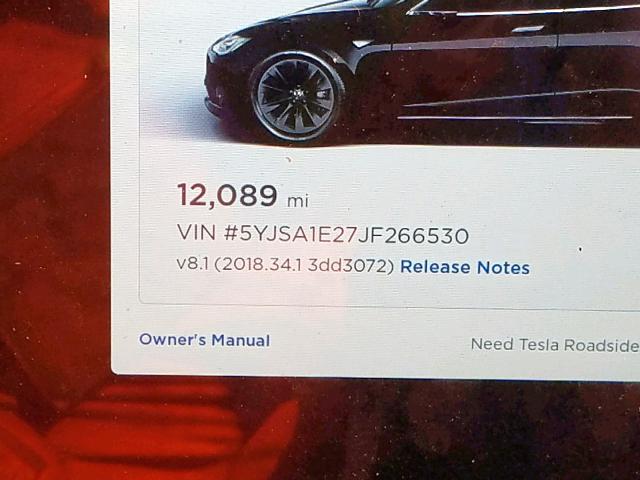 5YJSA1E27JF266530 - 2018 TESLA MODEL S أسود صورة 8