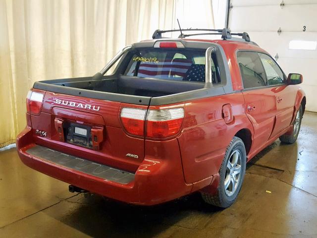 4S4BT63C955107126 - 2005 SUBARU BAJA TURBO RED photo 4