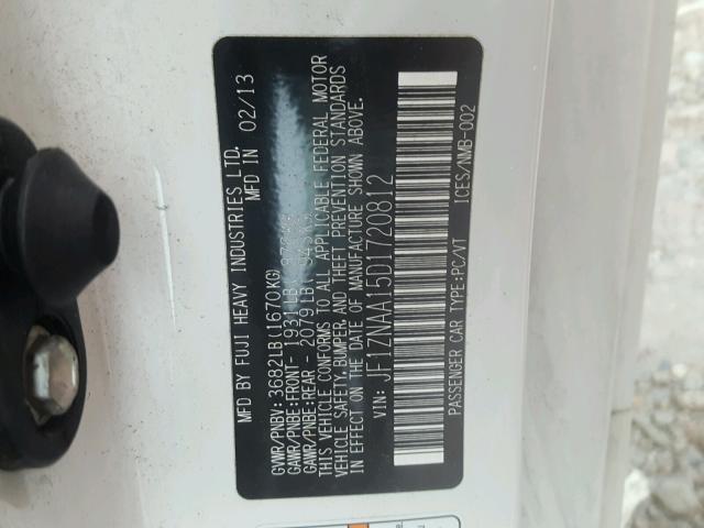 JF1ZNAA15D1720812 - 2013 TOYOTA SCION FR-S WHITE photo 10