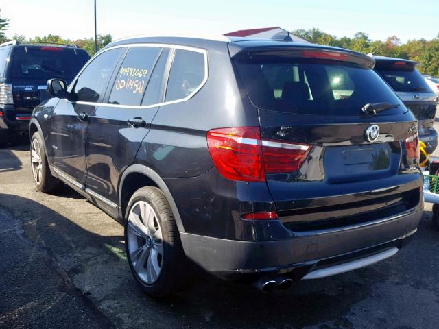 5UXWX7C51CL736467 - 2012 BMW X3 XDRIVE3 BLACK photo 3