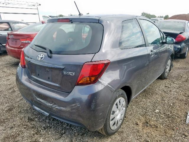 VNKJTUD30FA022775 - 2015 TOYOTA YARIS GRAY photo 4