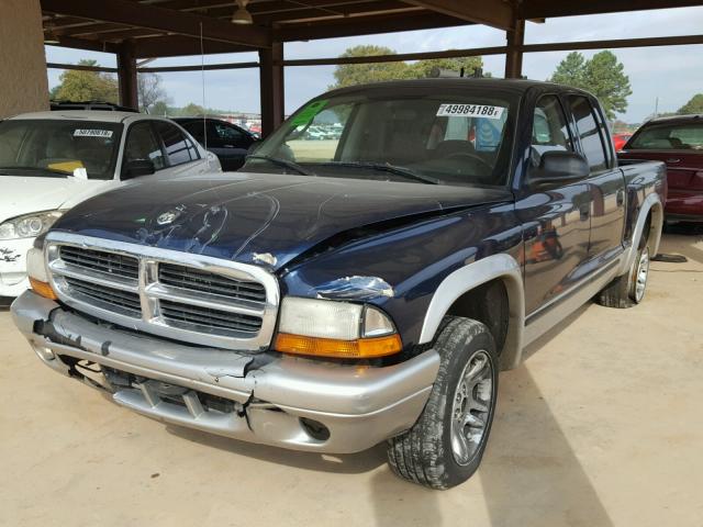 1D7HL48N14S585947 - 2004 DODGE DAKOTA QUA BLUE photo 2