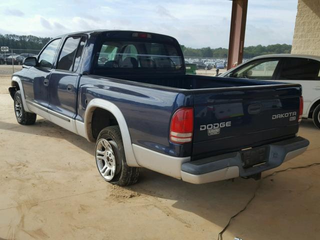 1D7HL48N14S585947 - 2004 DODGE DAKOTA QUA BLUE photo 3