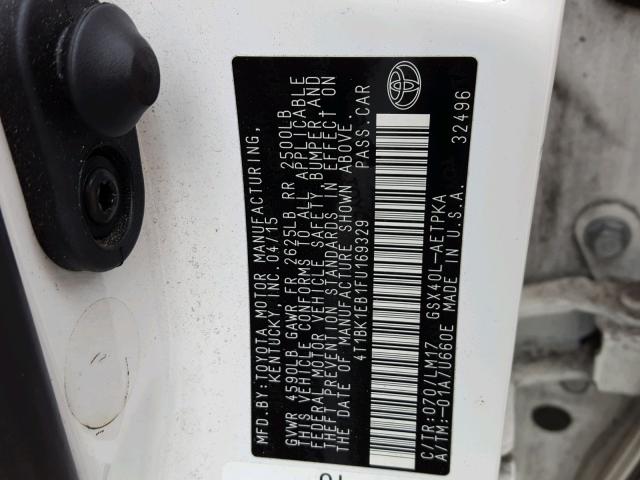 4T1BK1EB1FU169329 - 2015 TOYOTA AVALON XLE WHITE photo 10