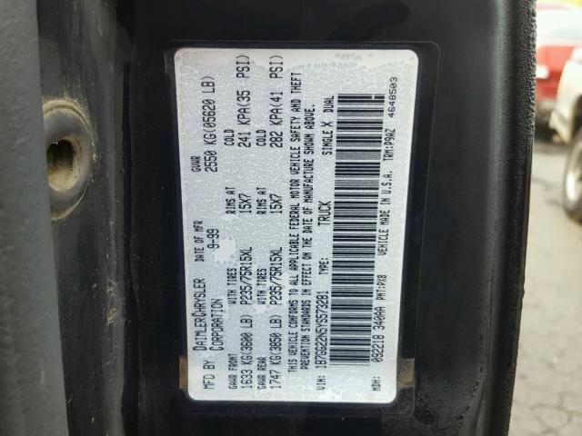 1B7GG22N5YS573281 - 2000 DODGE DAKOTA BLACK photo 10