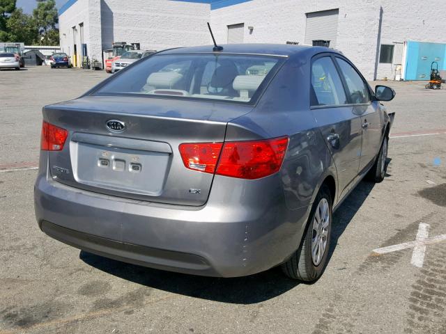 KNAFU4A29A5142144 - 2010 KIA FORTE EX GRAY photo 4