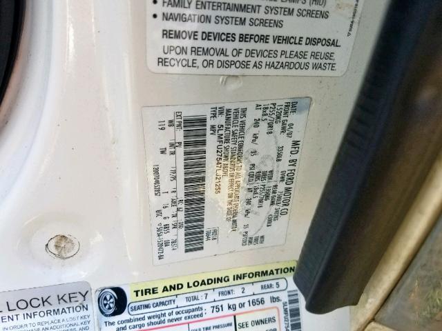 5LMFU27547LJ21255 - 2007 LINCOLN NAVIGATOR 白色 照片 10
