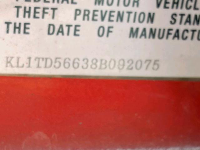 KL1TD56638B092075 - 2008 CHEVROLET AVEO BASE Қызыл фото 10