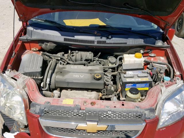 KL1TD56638B092075 - 2008 CHEVROLET AVEO BASE Қызыл фото 7