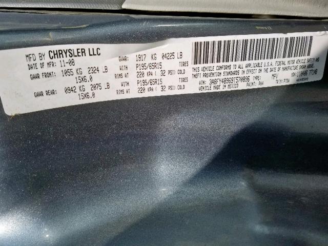 3A8FY48969T570896 - 2009 CHRYSLER PT CRUISER GRAY photo 10