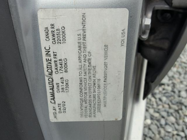 2S3TE52V926106916 - 2002 SUZUKI VITARA JLS SILVER photo 10