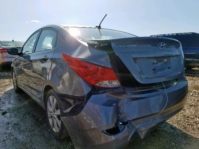 KMHCU4AE4EU597927 - 2014 HYUNDAI ACCENT GLS GRAY photo 3