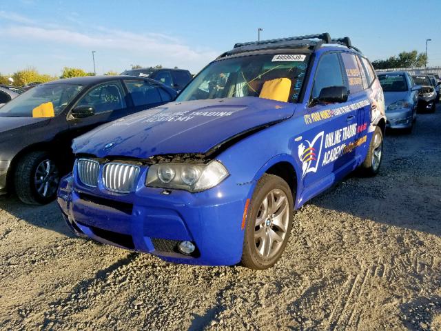 WBXPC93408WJ09742 - 2008 BMW X3 3.0SI BLUE photo 2