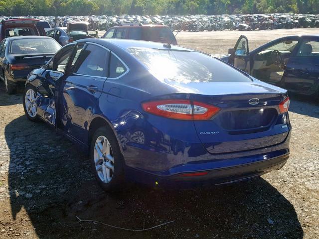 3FA6P0HD0FR197022 - 2015 FORD FUSION SE BLUE photo 3