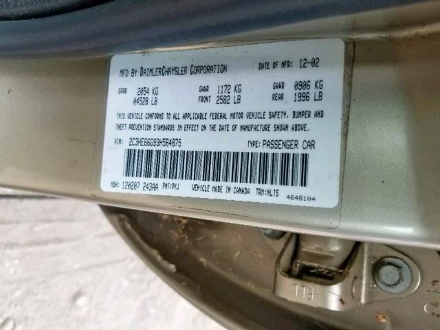 2C3HE66G93H564875 - 2003 CHRYSLER 300M GOLD photo 10