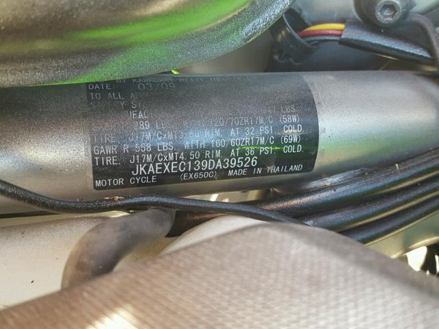 JKAEXEC139DA39526 - 2009 KAWASAKI EX650 C 绿色 照片 10