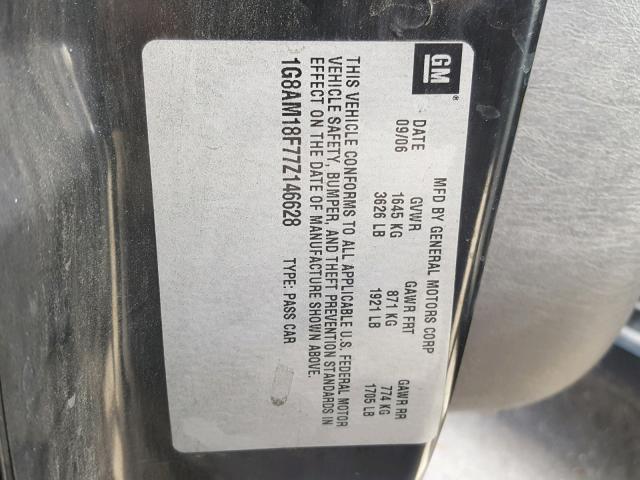 1G8AM18F77Z146628 - 2007 SATURN ION LEVEL BLACK photo 10