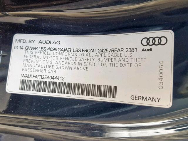 WAULFAFR2EA044412 - 2014 AUDI A5 PREMIUM BLUE photo 10