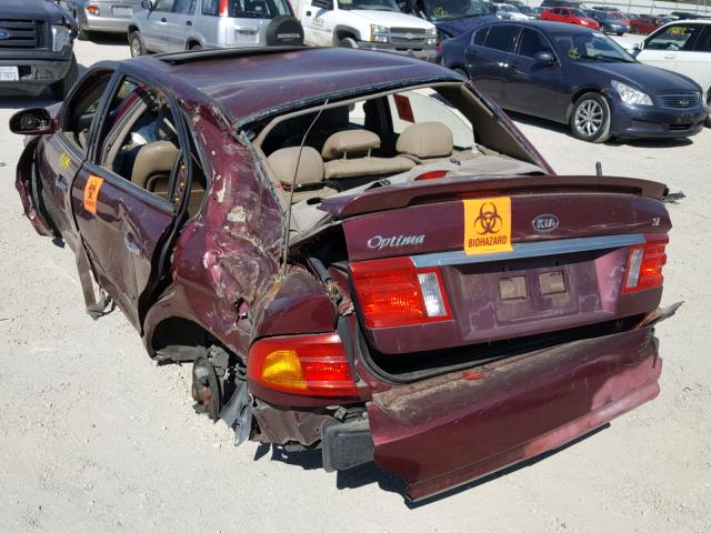 KNAGD126225106530 - 2002 KIA OPTIMA MAG MAROON photo 3