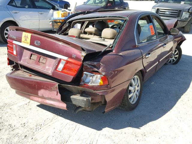 KNAGD126225106530 - 2002 KIA OPTIMA MAG MAROON photo 4