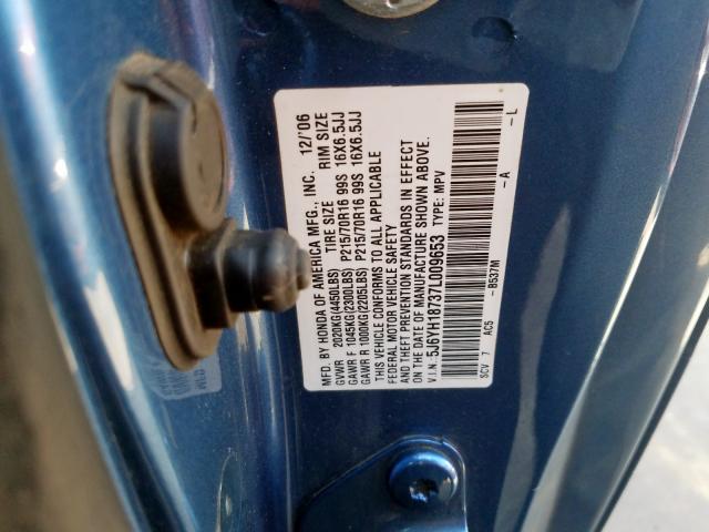 5J6YH18737L009653 - 2007 HONDA ELEMENT EX BLUE photo 10