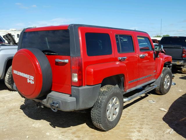 5GTDN13E178168315 - 2007 HUMMER H3 RED photo 4