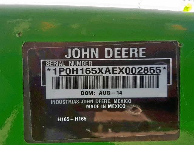 1P0H165XAEX002855 - 2014 JOHN DEERE H165 GREEN photo 10