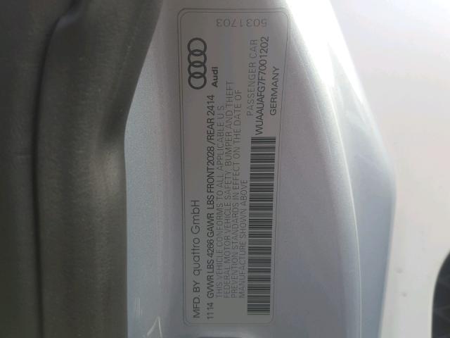 WUAAUAFG7F7001202 - 2015 AUDI R8 4.2 QUA WHITE photo 10