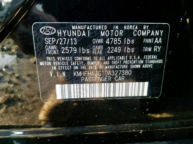 KMHFH4JG1DA327380 - 2013 HYUNDAI AZERA GLS BLACK photo 10