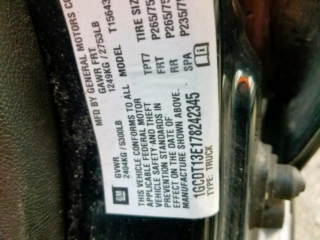 1GCDT13E178242345 - 2007 CHEVROLET COLORADO BLACK photo 10