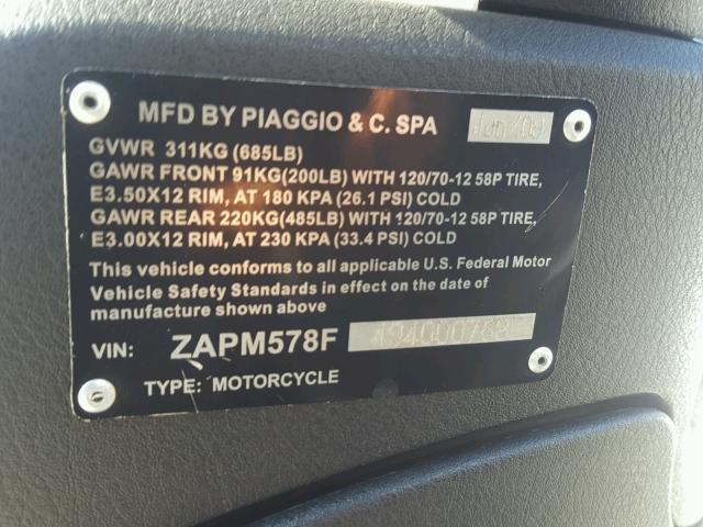 ZAPM578F494000768 - 2009 PIAGGIO FLY 50 WHITE photo 10